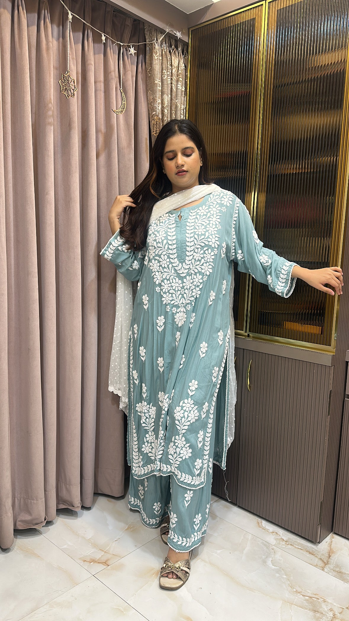 Sage Green Plus Size Pure Modal Plazo Set