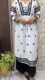 Black with white lucknowi kurti