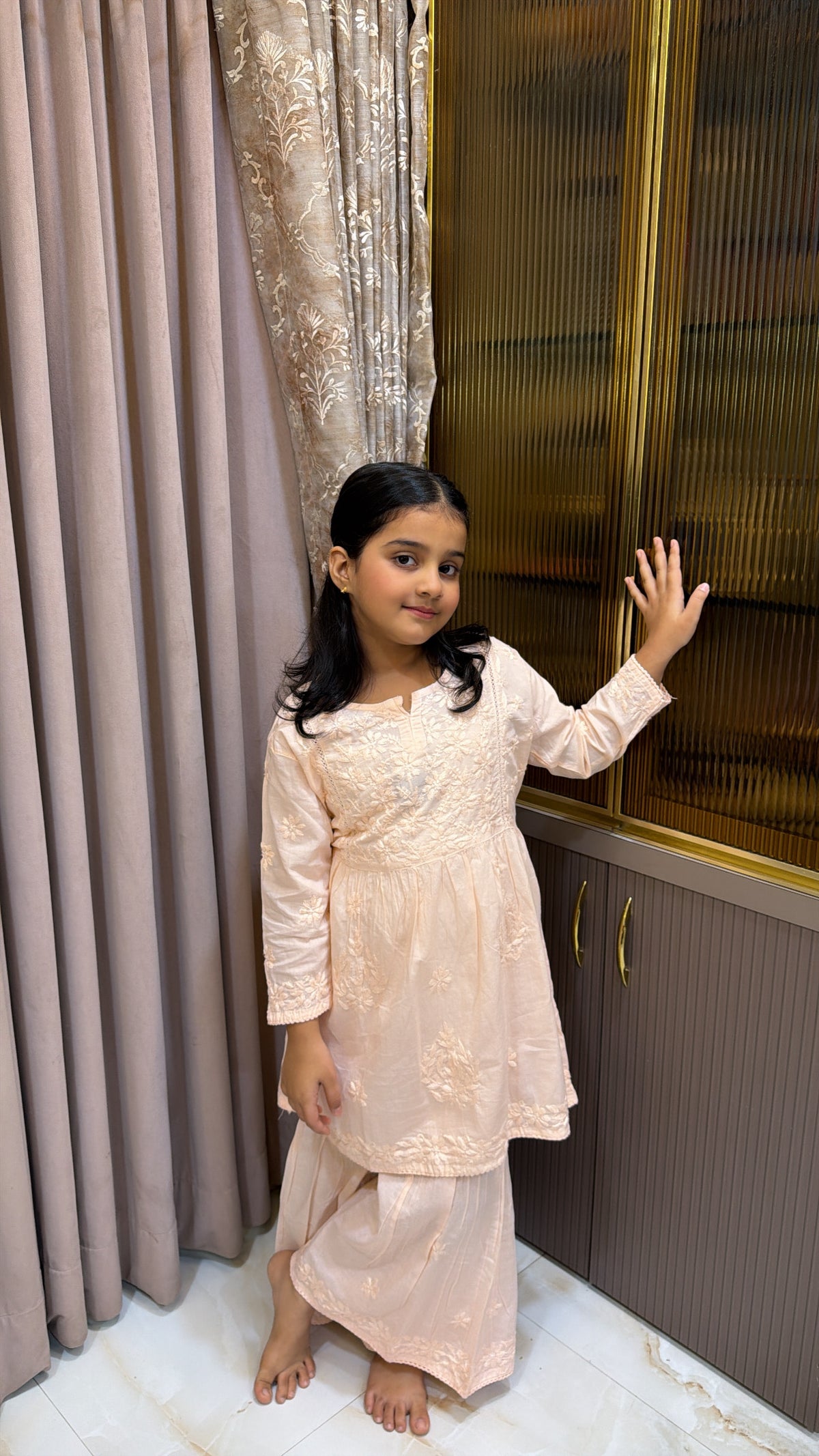 #2019 Light Peach Kids Mul Mul Garara Set