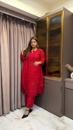 Red Pure crepe jasmin 2.0 mukesh work set