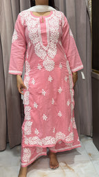 Pure mul mul fabric Lucknowi plazo set