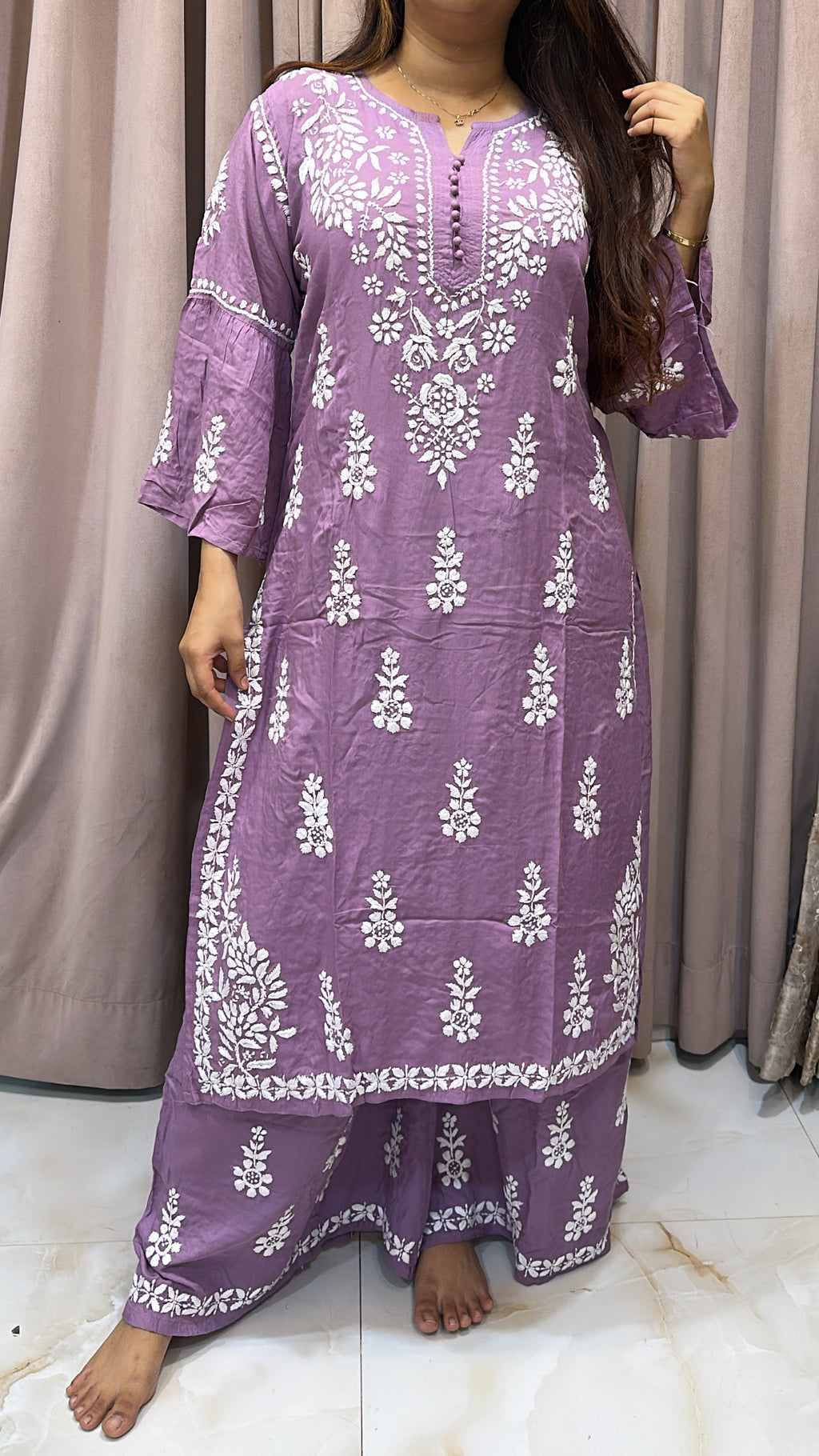 Modal bell sleeves plazo set Category set