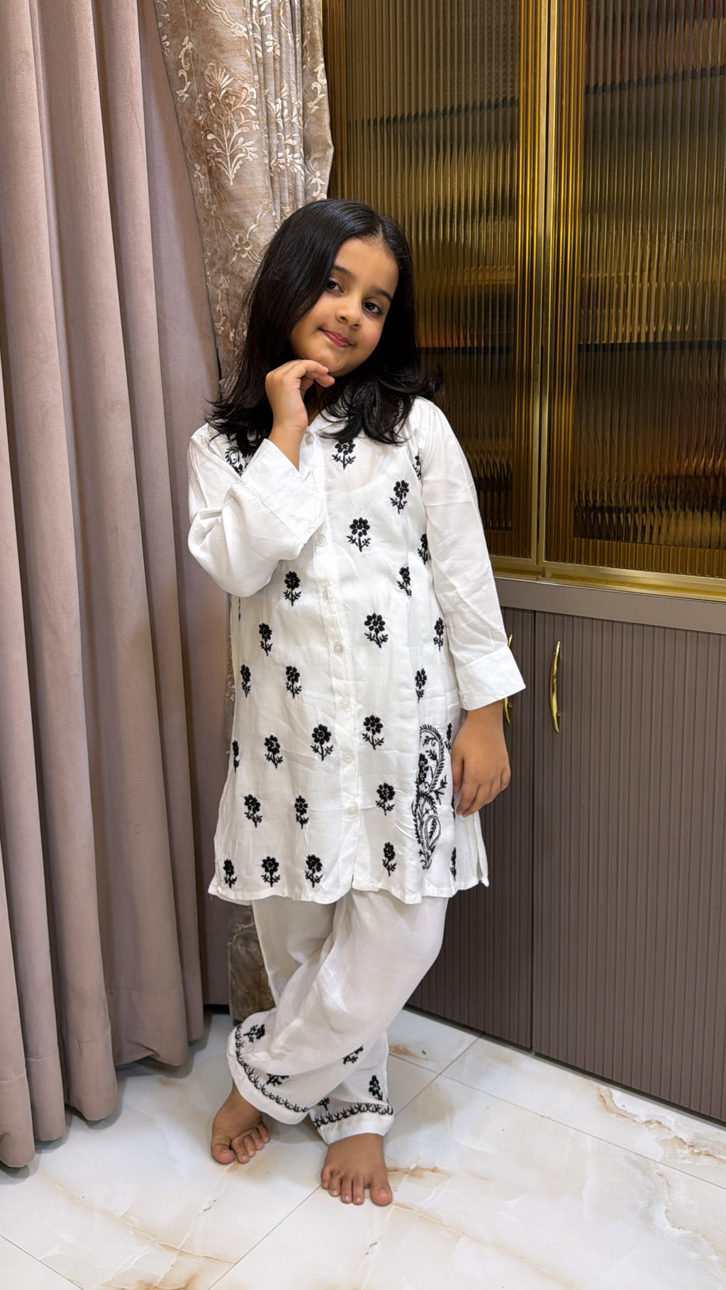 #2020 Black Kids Rayon White with Coloured Co-Ord Set