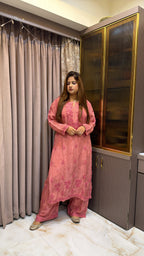#2018 Blush Organza Crepe Plazo Set