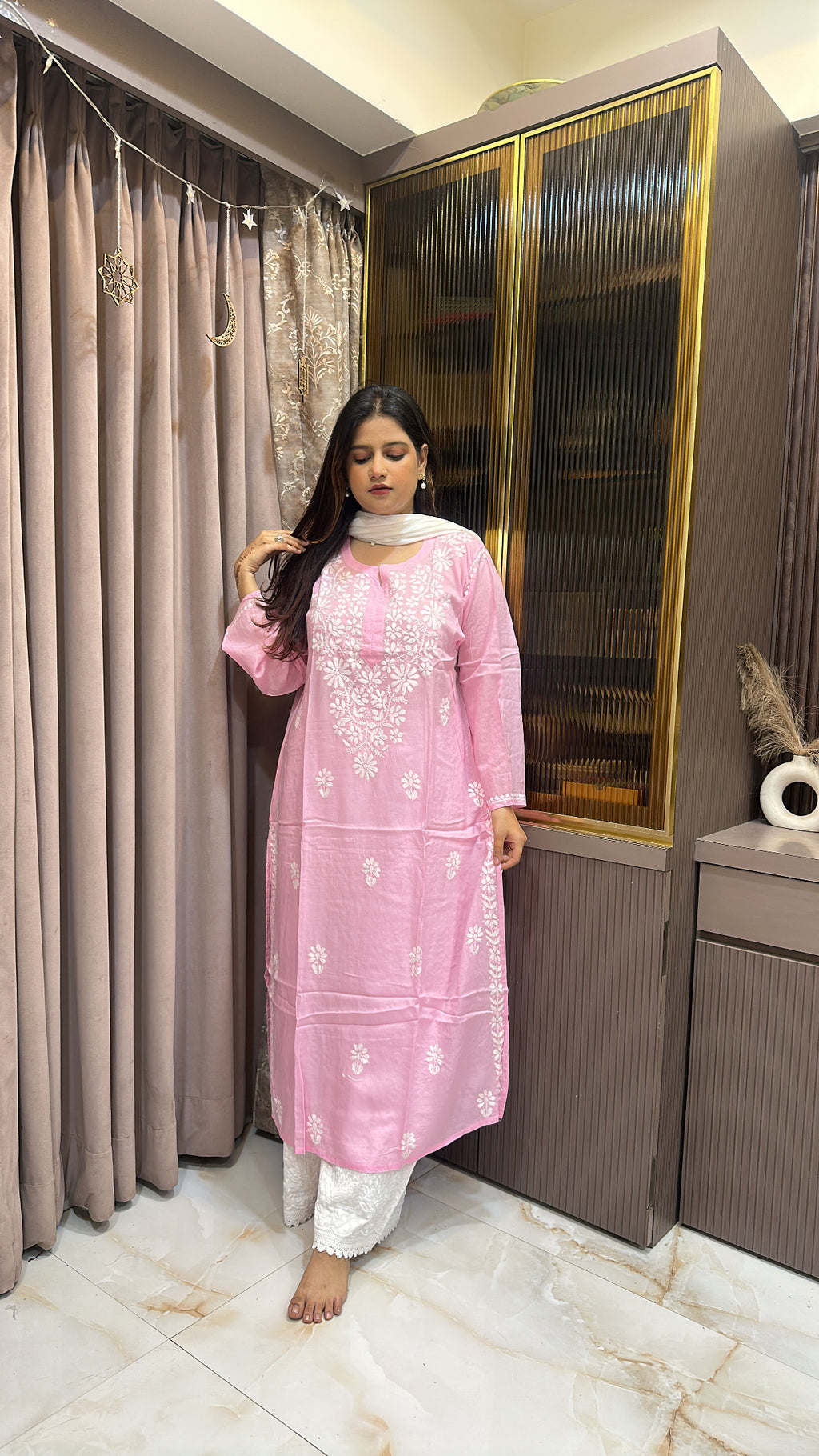 Baby pink Basics Plus size kurti
