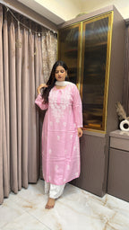 Baby pink Basics Plus size kurti