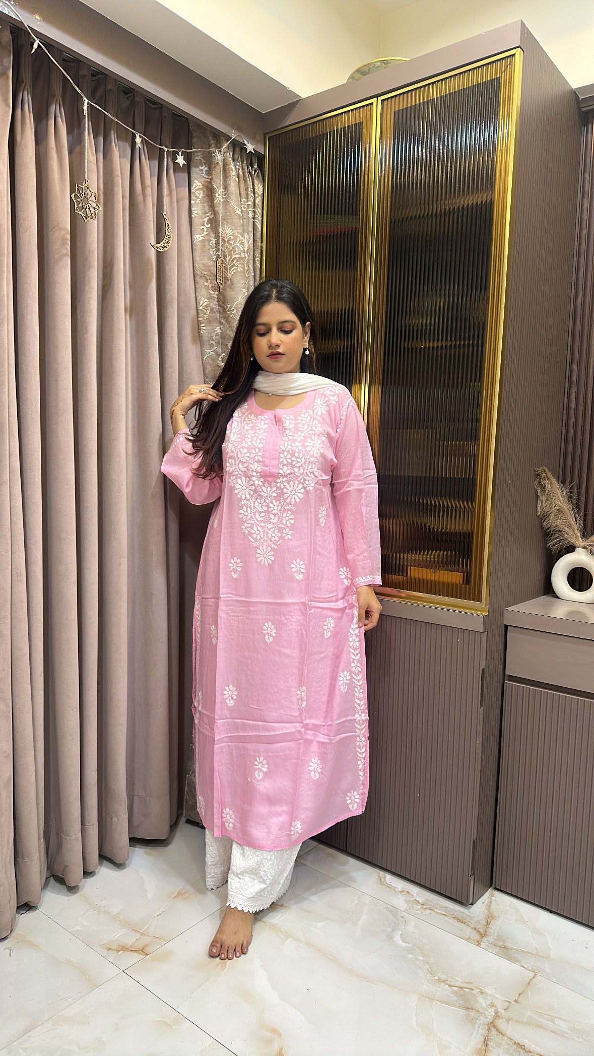 Baby pink Basics Plus size kurti