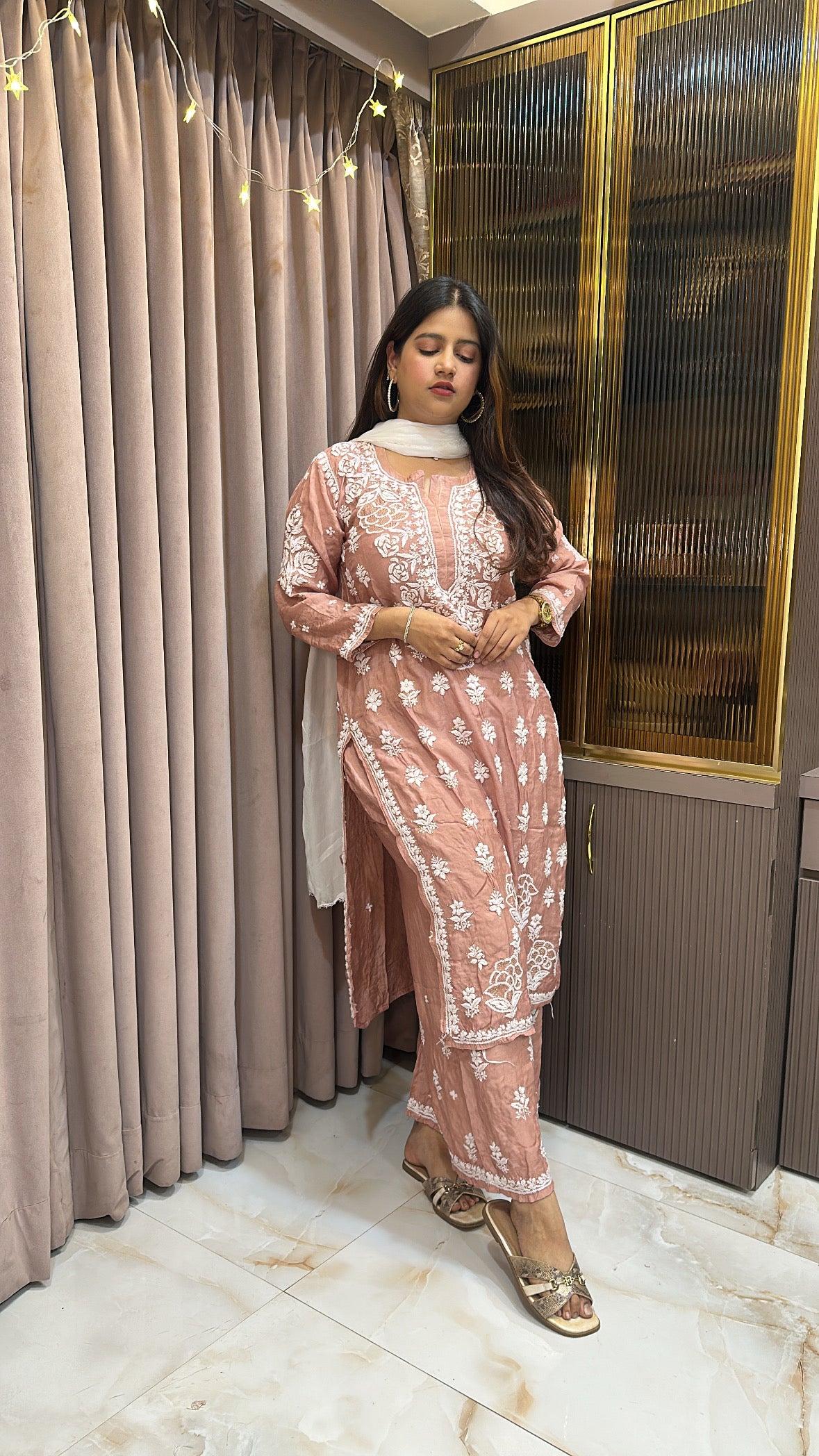 Onion Pure muslin mukesh work set