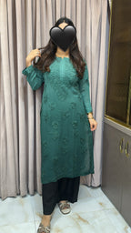 Green Viscose self thread kurti