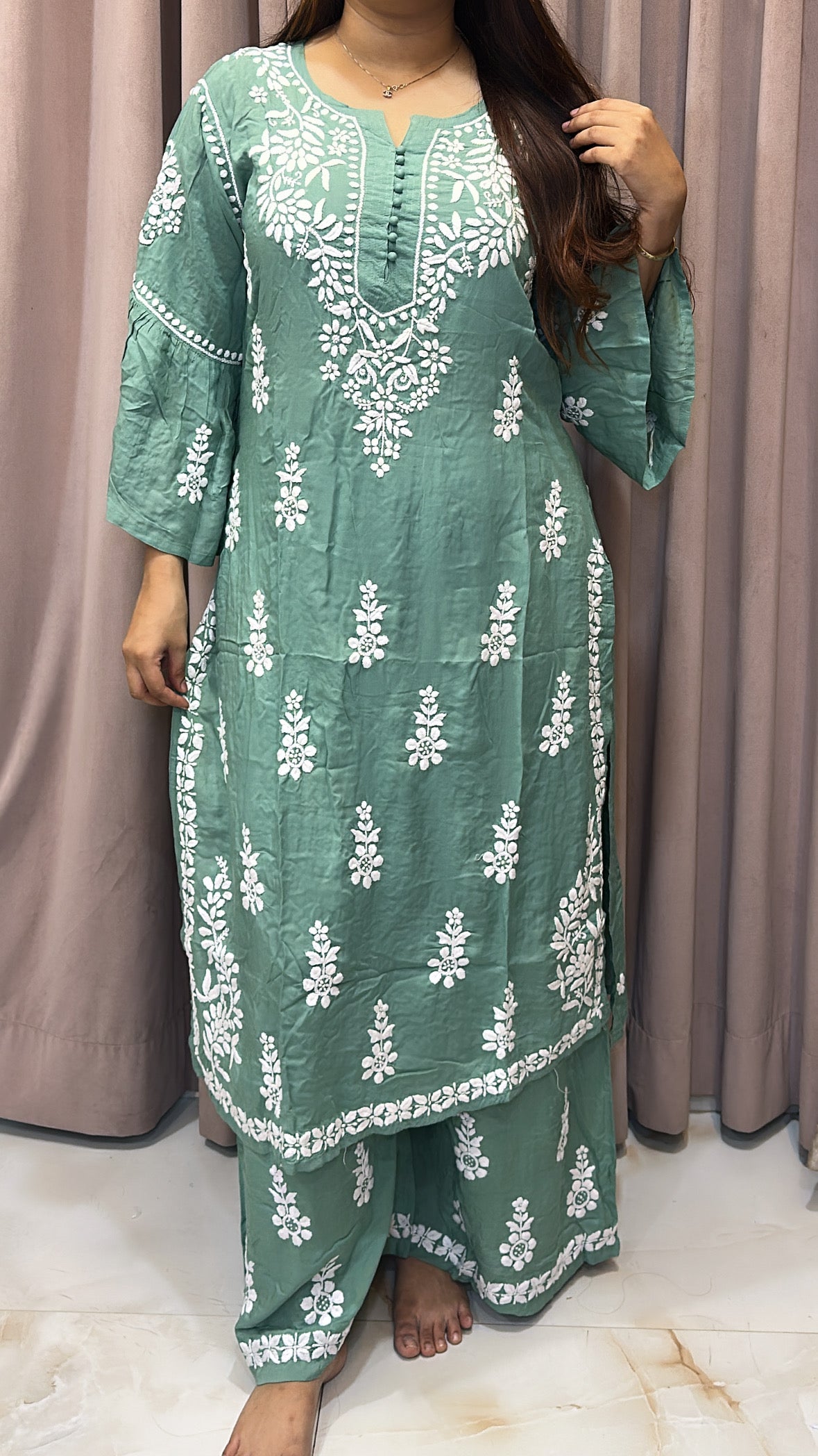 Modal bell sleeves plazo set Category set