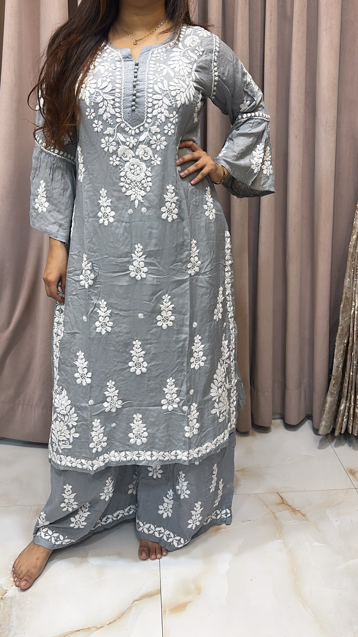 Modal bell sleeves plazo set Category set