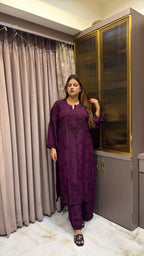 #2018 Jamun Organza Crepe Plazo Set