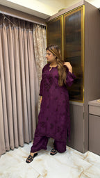 #2018 Jamun Organza Crepe Plazo Set
