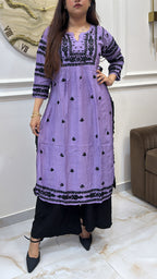 Purple Pure Muslin black embroidery