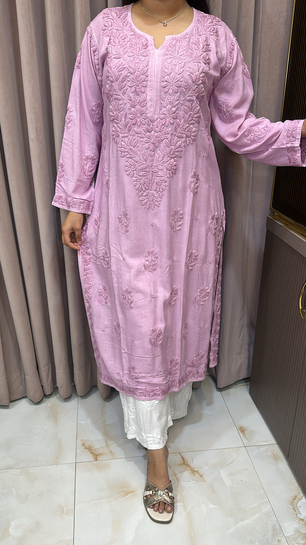 Modal Lavender pastel kurti