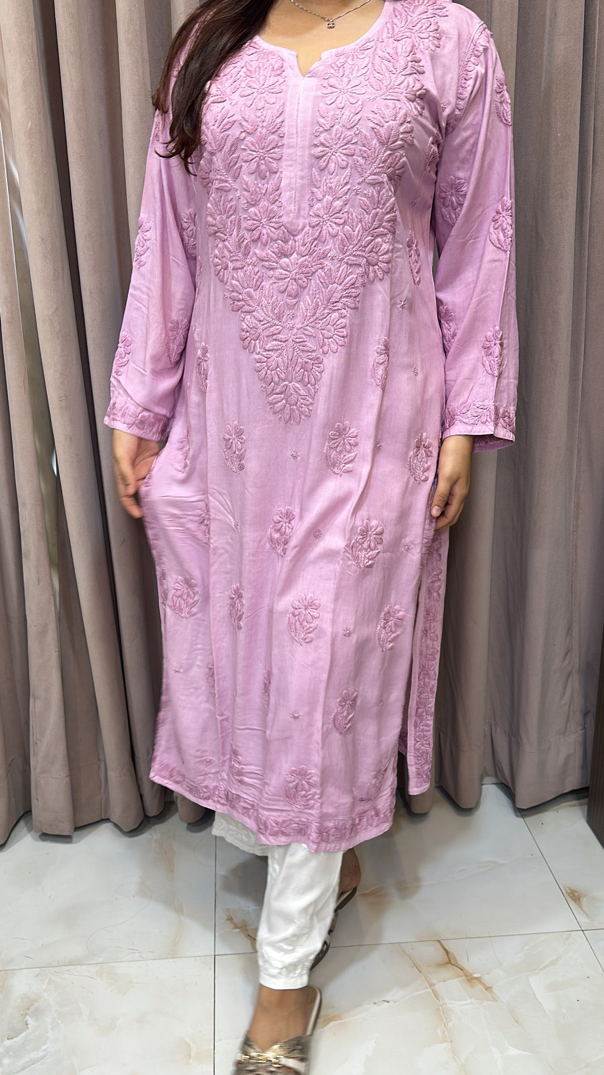 Modal Lavender pastel kurti