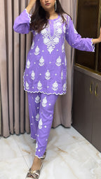Lavender Cut work co-ord set