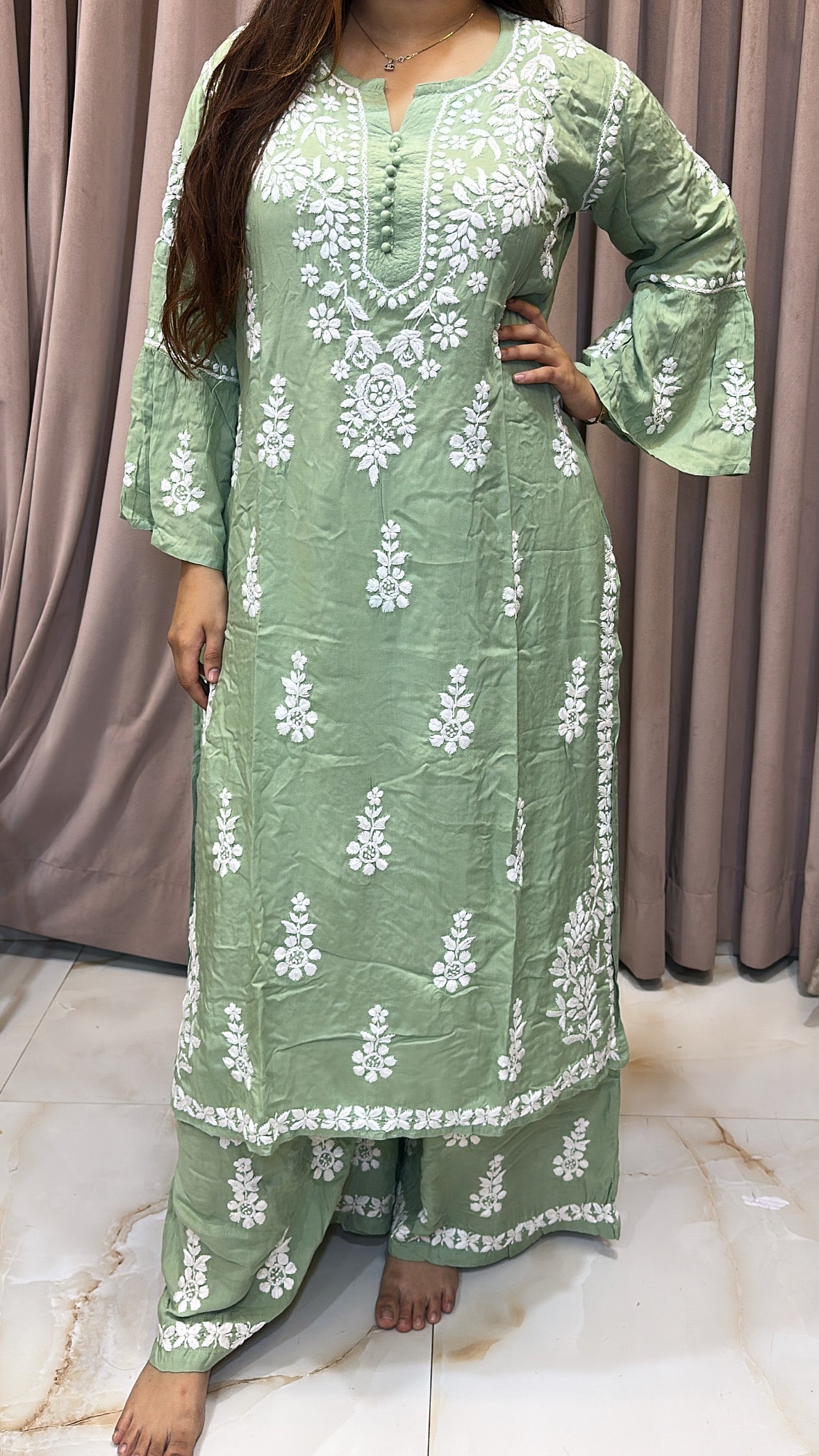 Modal bell sleeves plazo set Category set