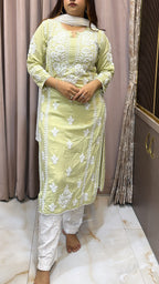 Light green Pure modal lucknowi kurti