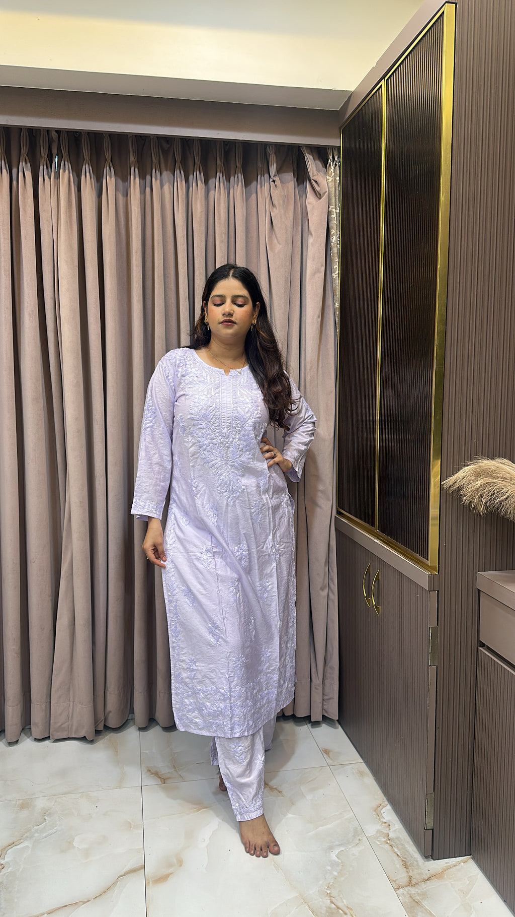Lilac muslin self coloured set