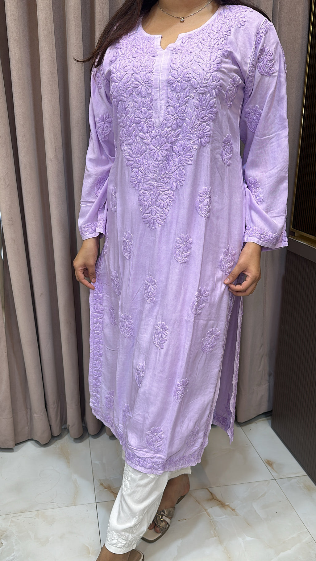 Modal Purple pastel kurti