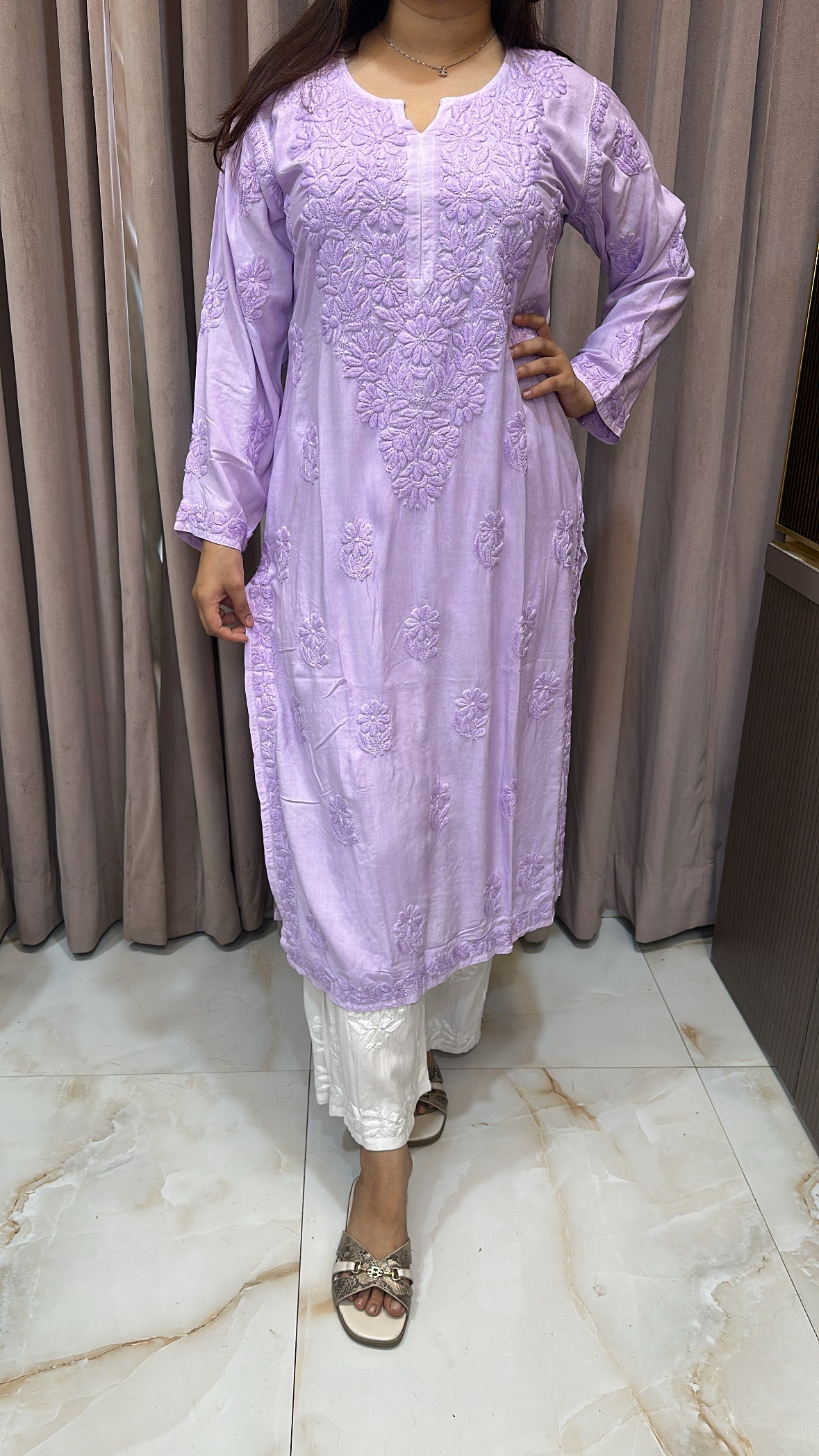 Modal Purple pastel kurti