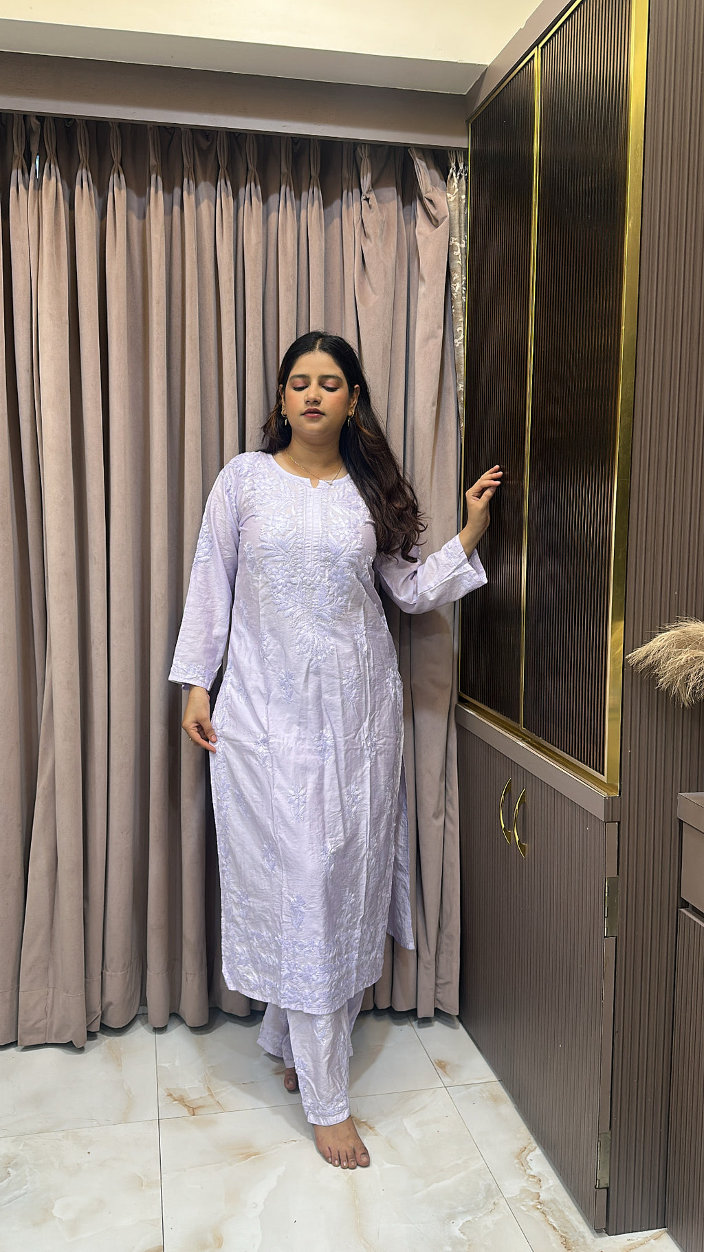Lilac muslin self coloured set