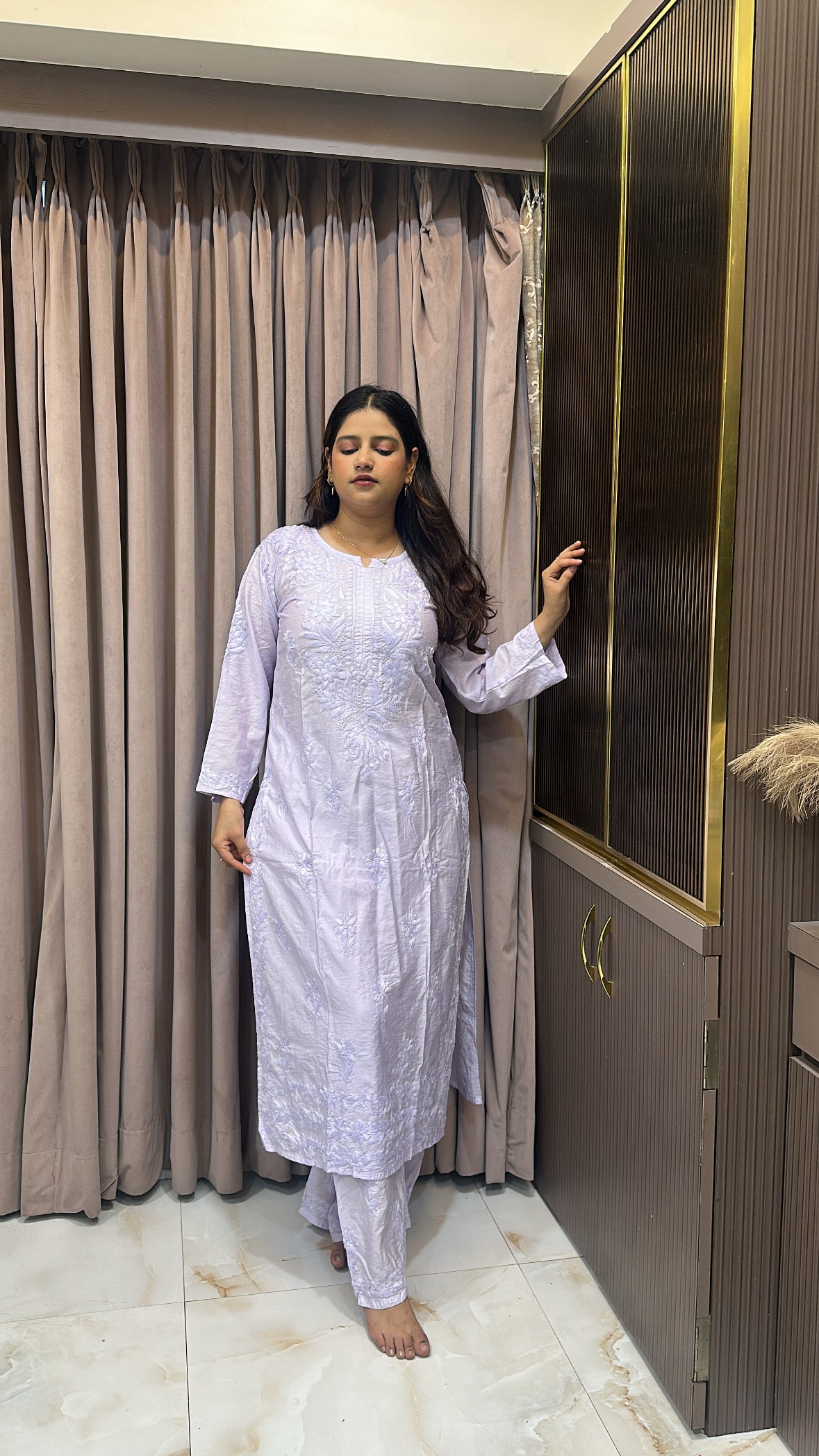 Lilac muslin self coloured set