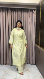 Lime  muslin self coloured set