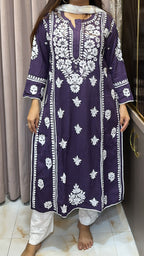 Mauve Pure modal lucknowi kurti