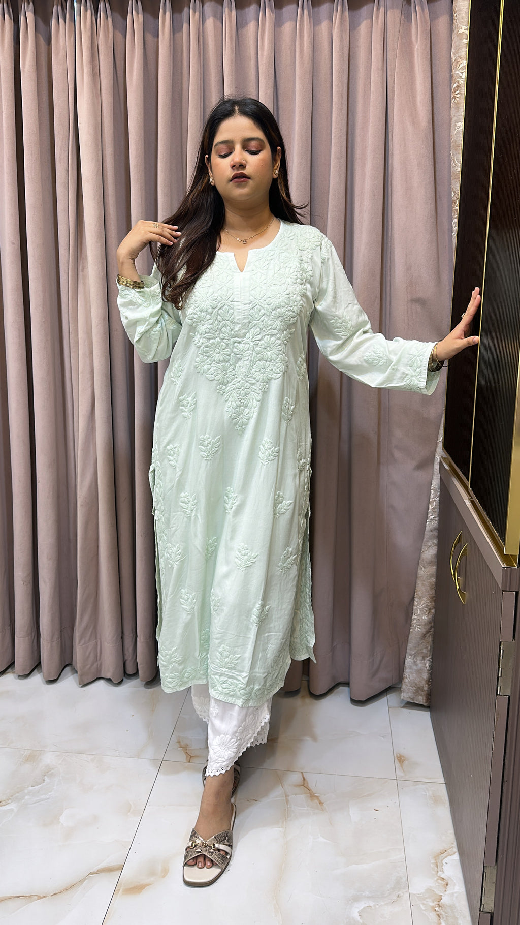 Modal Mint green pastel kurti