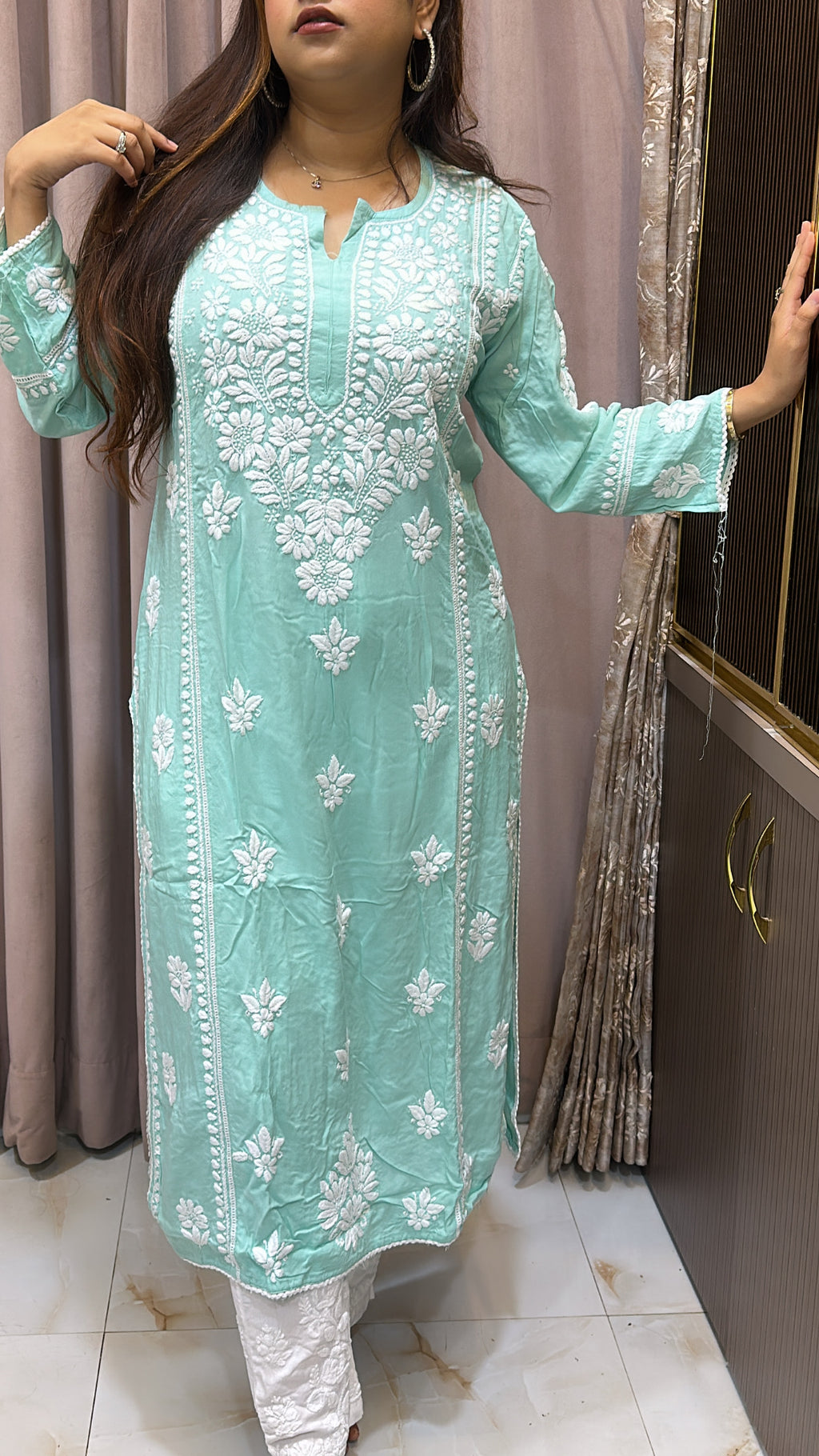 Mint Pure modal lucknowi kurti