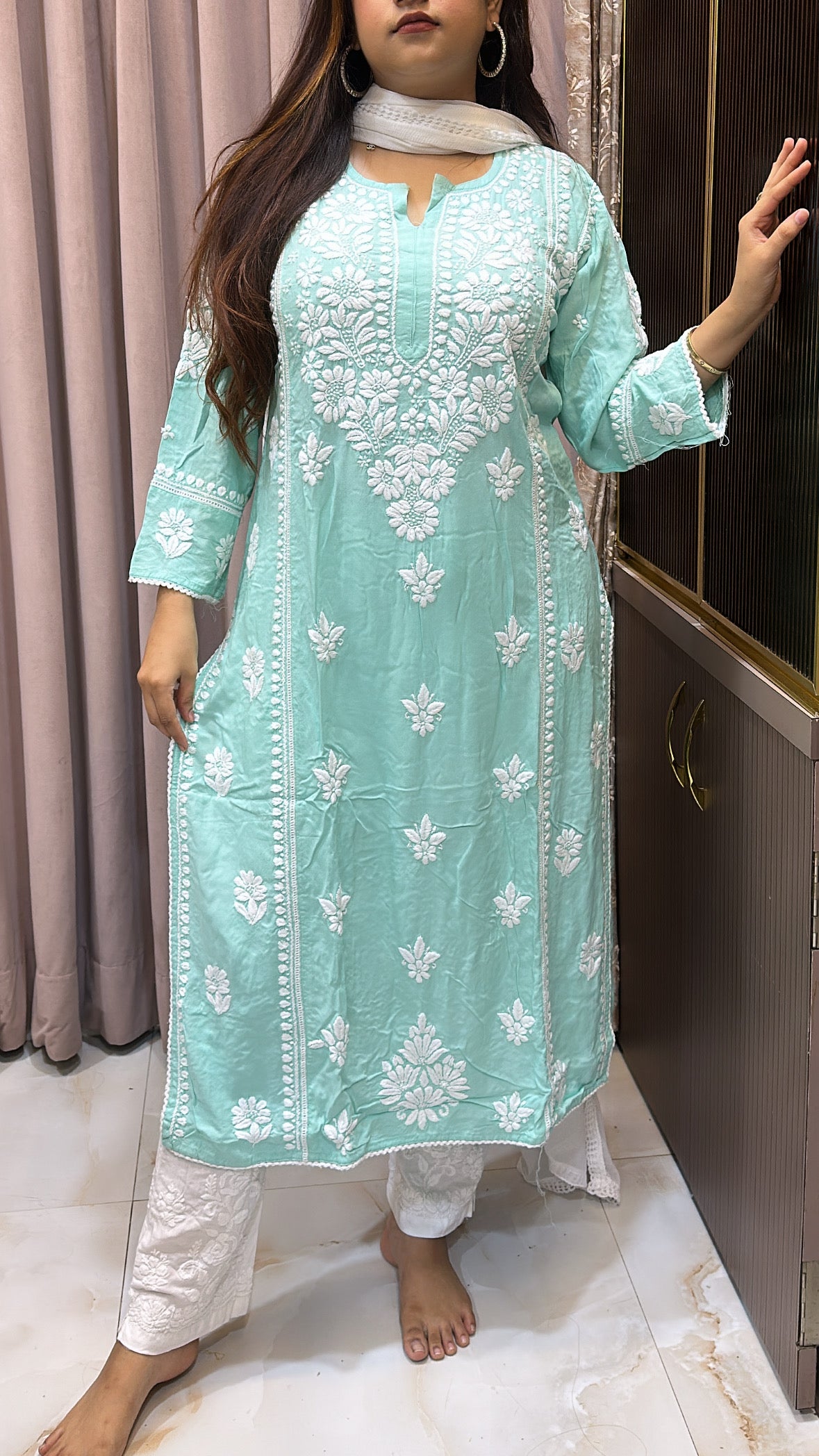 Mint Pure modal lucknowi kurti