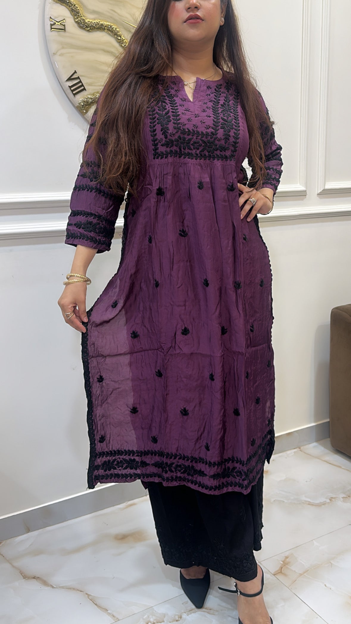 Mulberry Pure Muslin black embroidery