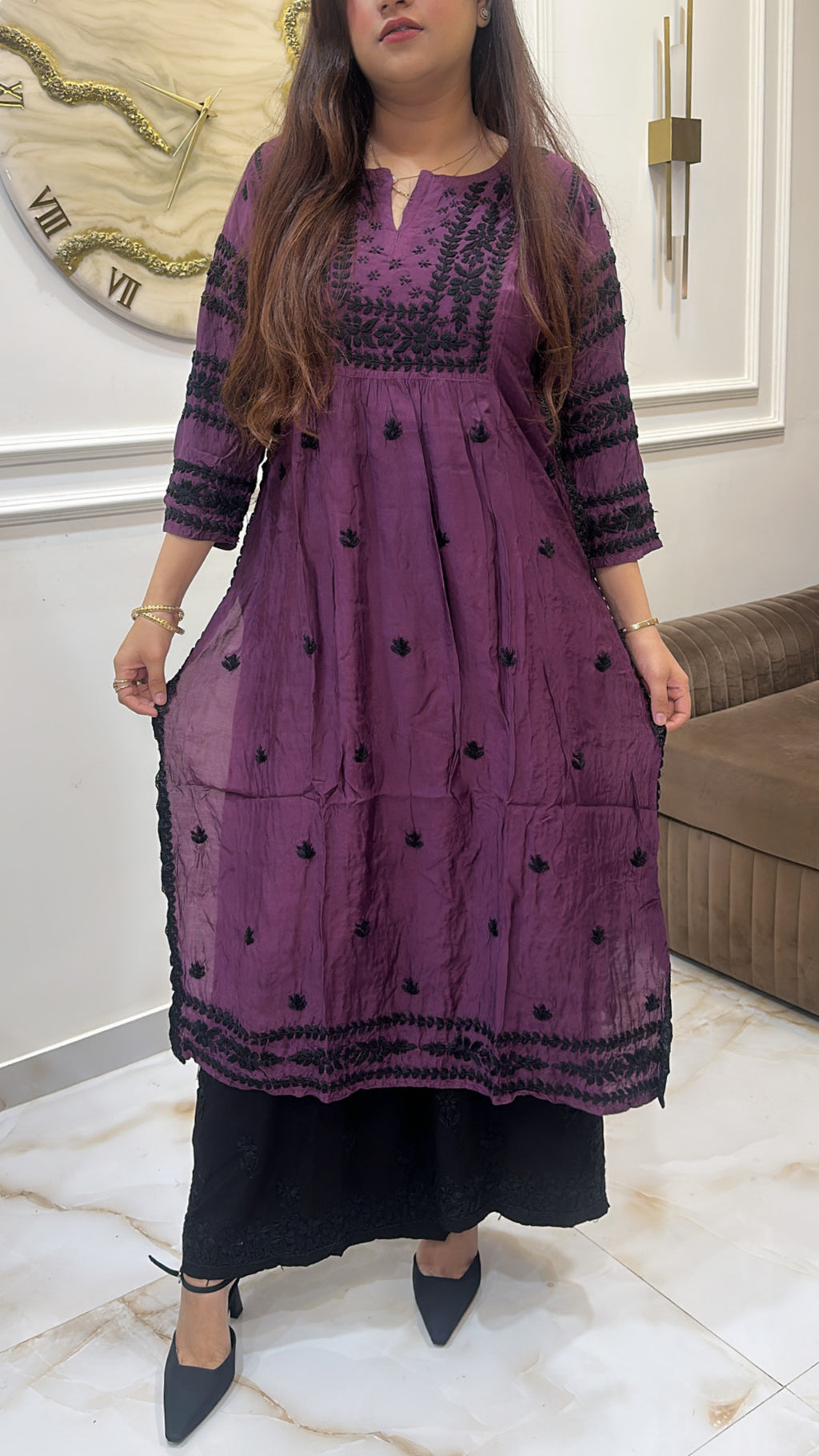 Mulberry Pure Muslin black embroidery