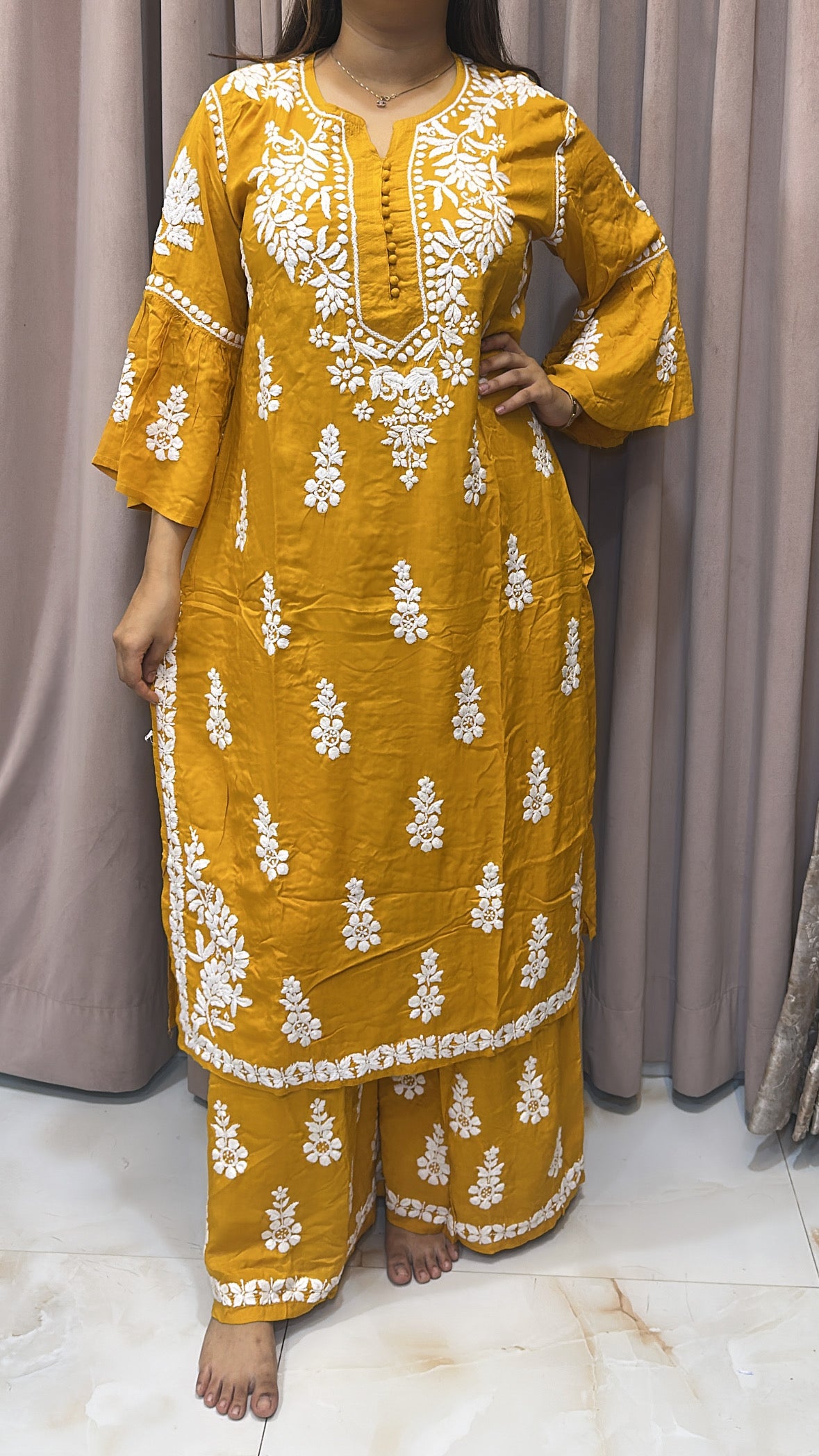 Modal bell sleeves plazo set Category set