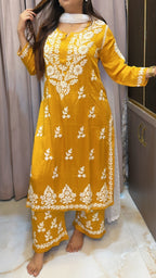 Modal Satin Lucknowi Plazo set