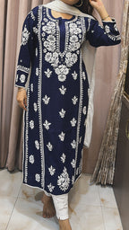 Navy blue Pure modal lucknowi kurti