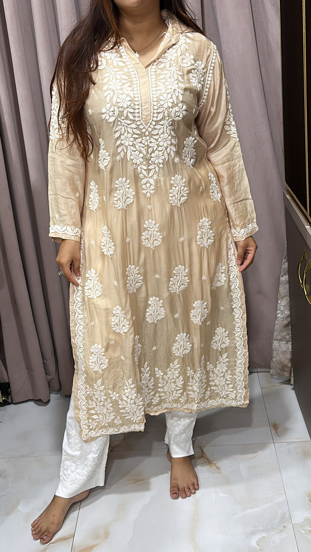 Pure muslin handwork kurti
