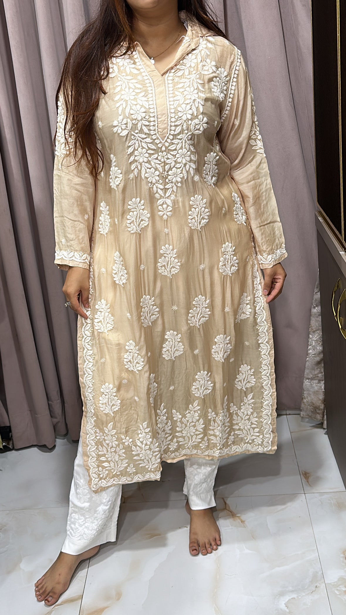 Pure muslin handwork kurti