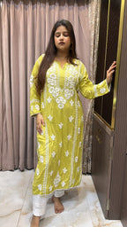 Olive Pure modal lucknowi kurti