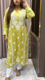 Olive Pure modal lucknowi kurti