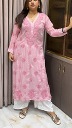 Peach Pure modal lucknowi cut work kurti