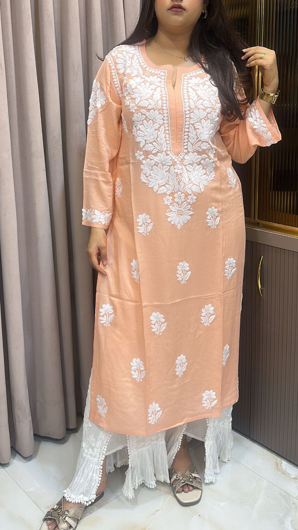 Peach modal kurti