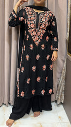 Peach Semi modal coloured thread kurti