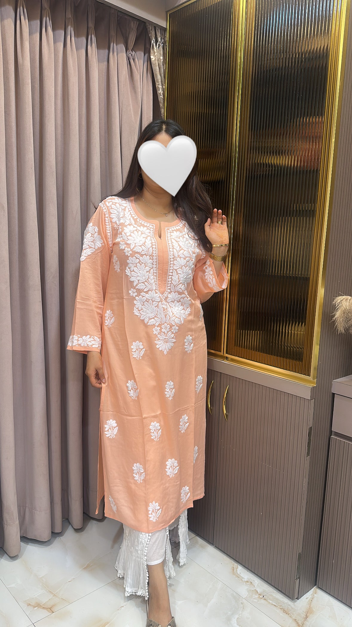 Peach modal kurti