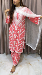 Peach Pure modal lucknowi cut work sets