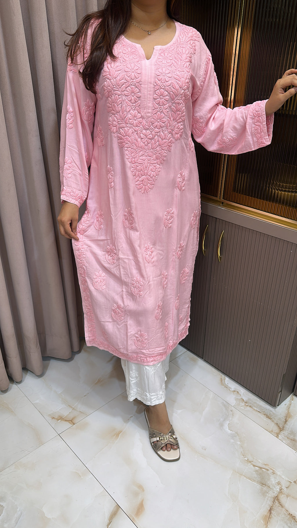 Modal Pink pastel kurti