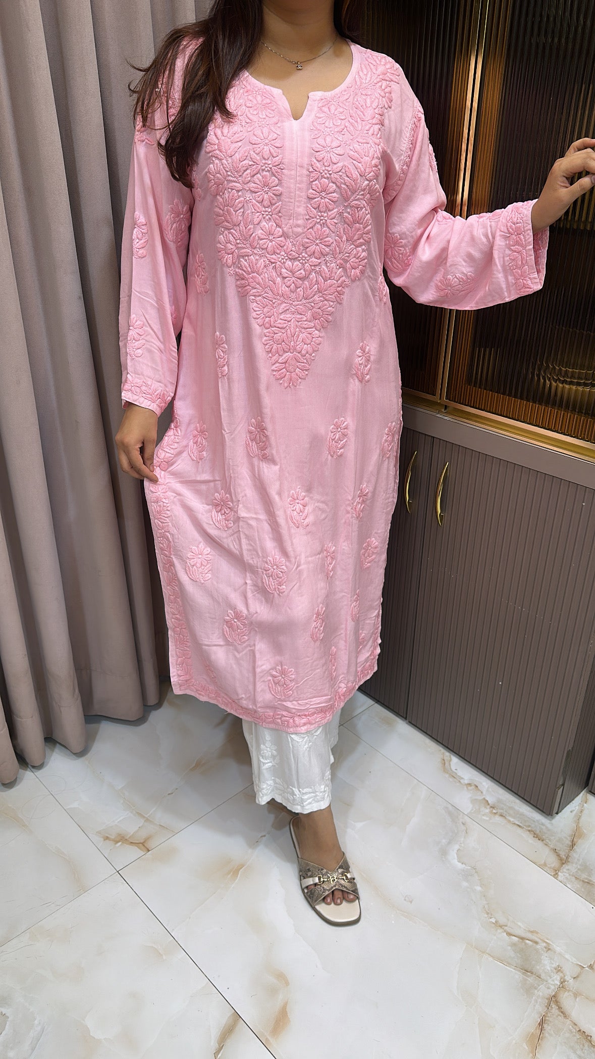 Modal Pink pastel kurti