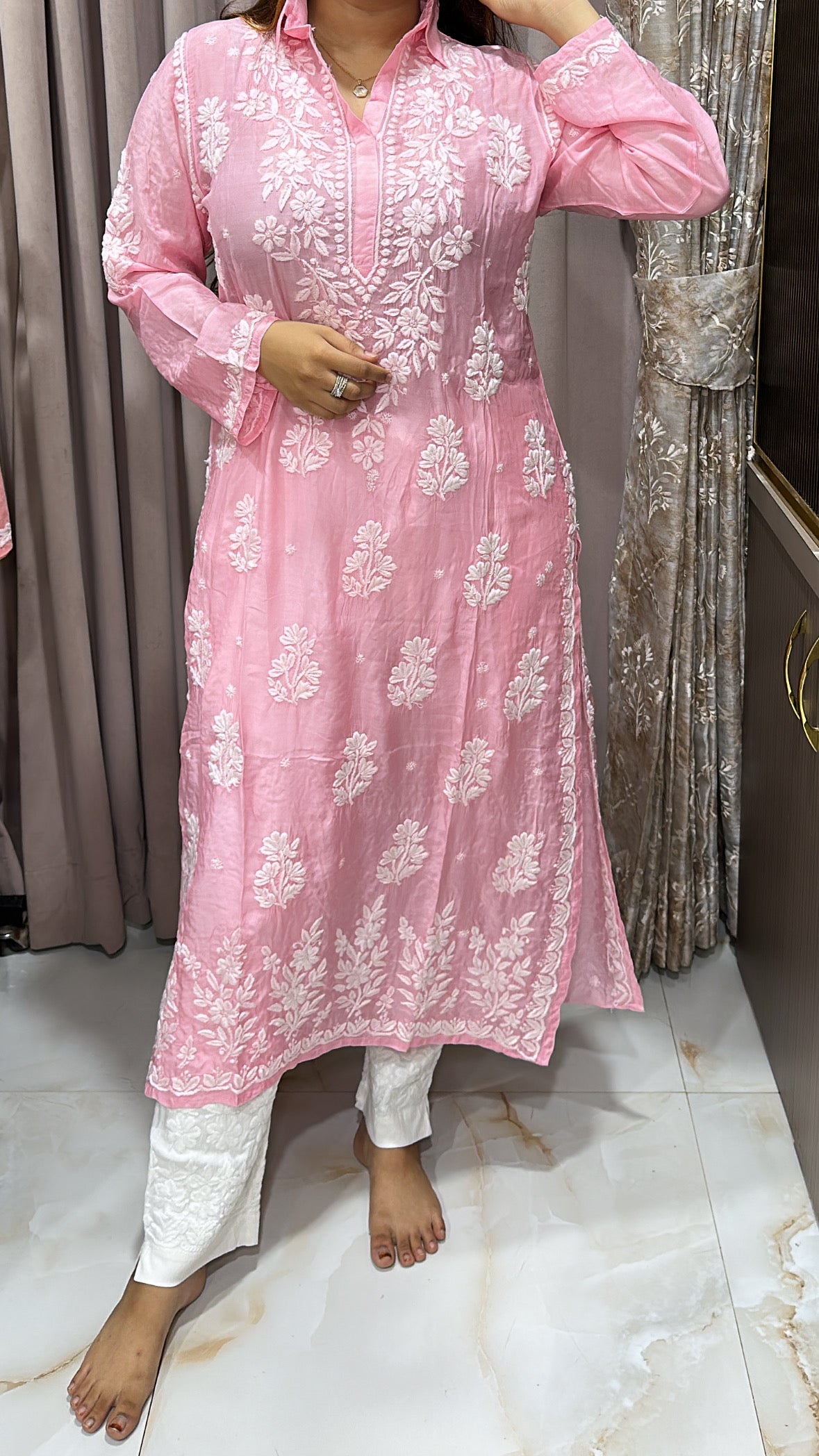 Pure muslin handwork kurti